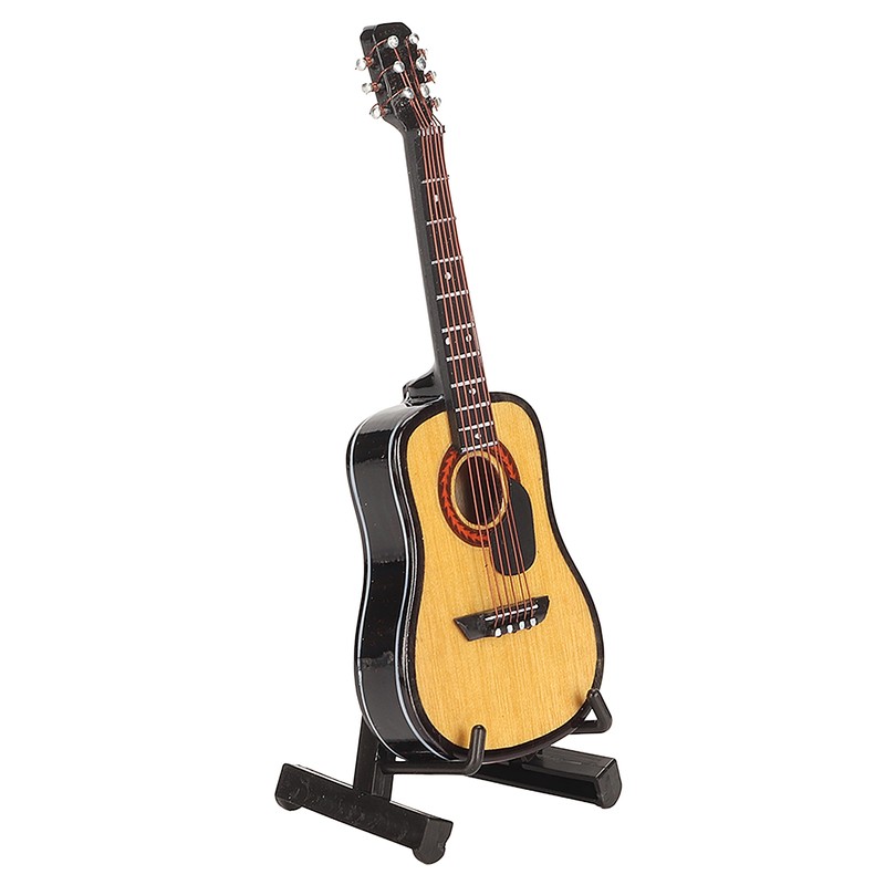 Miniature Wooden Guitar Model Exquisite Realistic Mini Musical Ornaments with