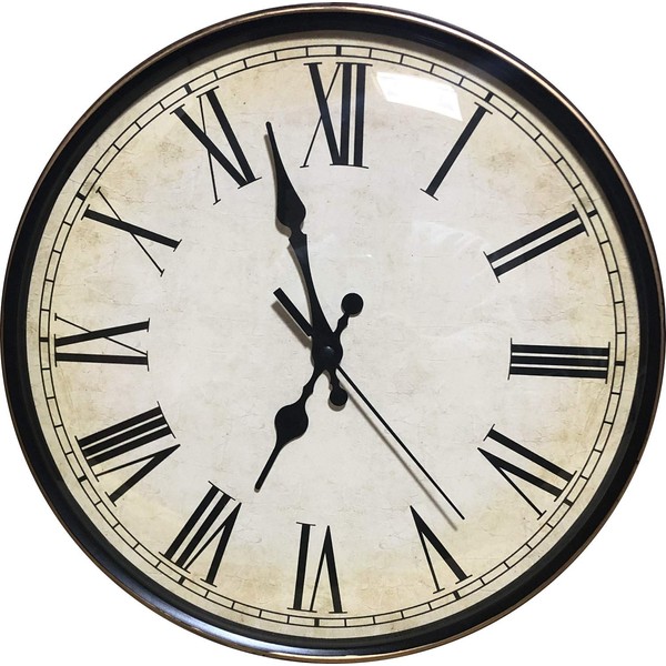YRO Retro Wall Clock, Spherical Glass, Continuous Second Hand, Antique