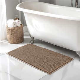 SUBRTEX Bathroom Rugs Sets 2 Piece- Plush Bath Mat Set Quick-Dry Soft Chenille Mat with Non Slip Backing, Absorbent Area Rug Set, Machine Washable for Bathroom Floor, Taupe, 24x16 + 32x20