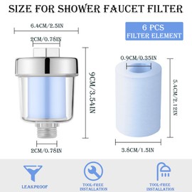 RUNEAY Shower Filter, Shower Filter with 6 Filter Cartridges, Shower Filter for Hard Water, Shower Filter for Limescale Water, Shower Filter, Limescale Filter for the Shower