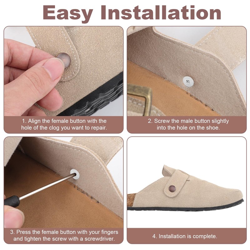 24pcs Clog Replacement Rivets for Birkenstock, Metal Clog Button Replacement