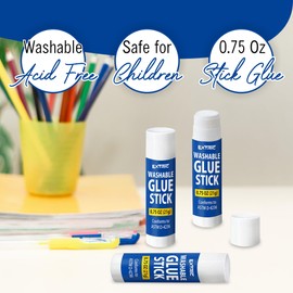Glue Sticks for Kids, White Glue Sticks Bulk Classroom 12 Count, 0.75 Ounce, Washable All Purpose, for Kids, School and Home