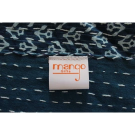 Mango Gifts Indigo Color Hand Block Printed Kantha Quilt, Queen Size Patchwork Cotton Bedspread, Made By Artisans of India 60" X 90" Approx Inches WITH COVER