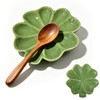 Ceramic Spoon Rest for Stove Top, Cute Green Lucky Four