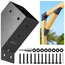 Brukid 8pc 45°-Degree Angle Support Bracket, 4x4 (Actual 3.5''x3.5'') Angle Bracket, Suitable for Pergolas, Gazebo, Deck Porch, Cabin Elevated Wood Support Bracket kit (Frosted-Black)