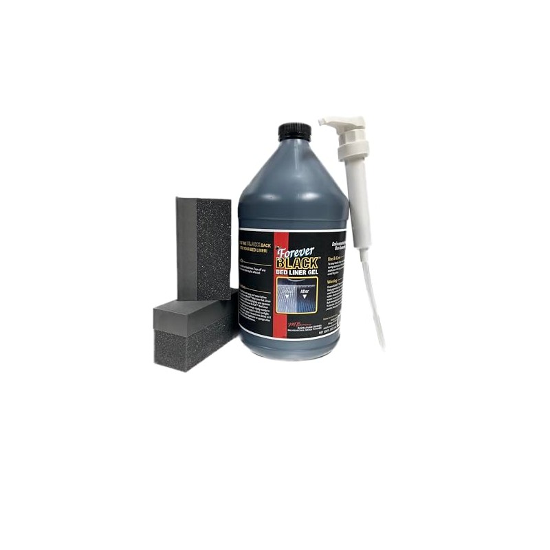 FOREVER BLACK Bed Liner 1-Gallon w/dispensing pump and 2 foam