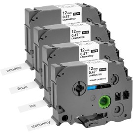YIIFELL 4 x Kompatibel Brother TZe-231 P Touch Schriftband für Brother P-Touch Bänder 12mm TZ TZe Tape 0.47 White Laminiertes Schriftband für P-Touch PT-H100R PT-H105 PT-H100LB PT-H110 H107B PT-D400 PT-1000