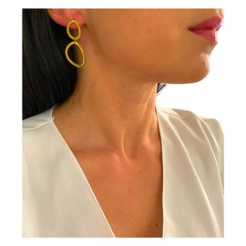 NataschaWoge® Edelstahl lange minimalistische Creolen Silber Gold Huggie Ohrringe Schmuck für sie Geschenk Silber Damenschmuck Freundin (Gold)