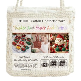 Cotton Chainette Yarn,4 Medium (Worsted)-10oz,3 Pack,Knitting Yarn for Beginners,Thicker for Crocheting and Knitting (05 Red)