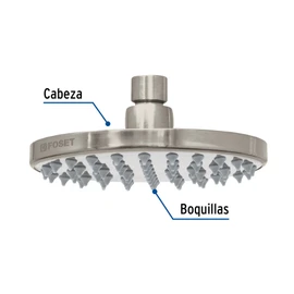 Foset Element R-206SN, Regadera de latón, 6", sin brazo, satinado, Element