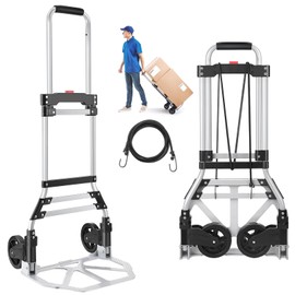 Wawxmo Folding Hand Truck and Dolly, 200 LB Capacity Upgraded Aluminum Dolly Cart, Portable Folding Hand Cart for Travel, Moving, Shopping, Office Use, Black