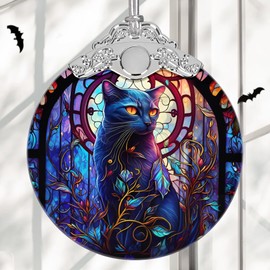 Christmas Ornament, 2024 Ornament, Stained Glass Ornaments for Christmas Tree, Christmas Hanging Decor, Christmas Tree Decoration, Holiday Ornament, Unique Gift Idea - Evil Black Cat