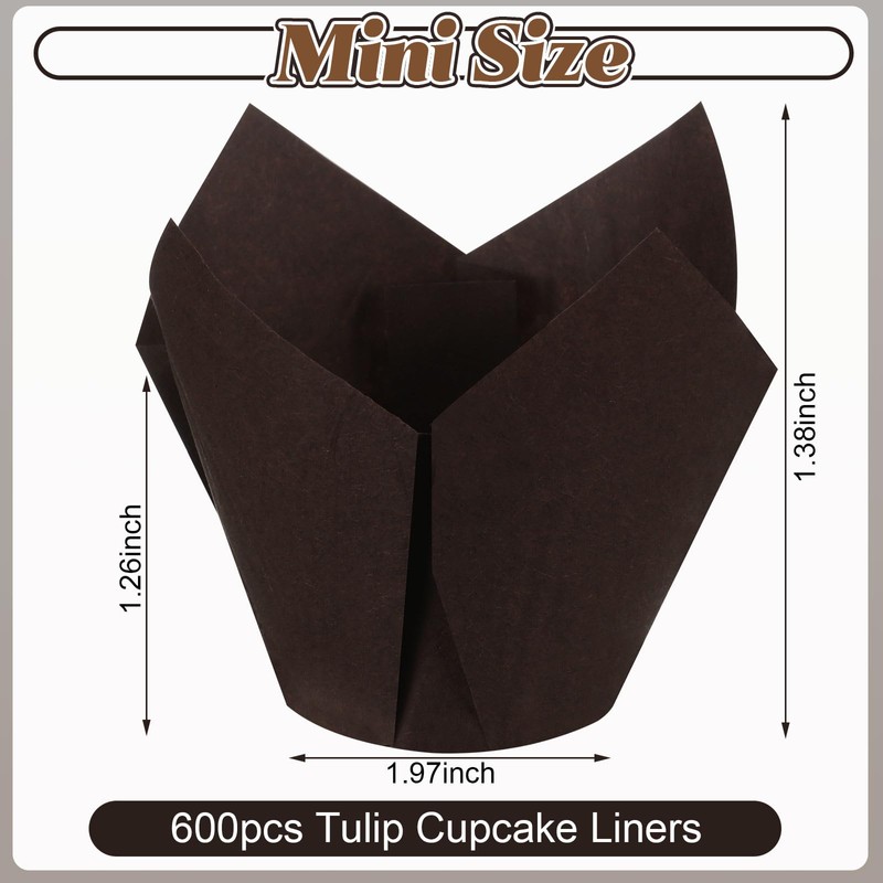 Funtery 600 Pcs Mini Size Tulip Cupcake Liners Mini Baking