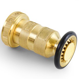 Fire Hose Nozzle 1-1/2" NPSH/NPT Fire Fighter Hose Nozzle 100 psi 75 gpm Brass Fire Equipment Jet Fog Spray Nozzle, Heavy-Duty Industrial Brass Fire Equipment Water Hose Nozzle