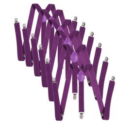 ICObuty Men's Y Shape Suspender Adjustable Elastic Solid Color 6 Pack, Purple, Medium