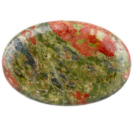 mookaitedecor 6cm Large Natural Unakite Crystal Palm Worry Stone for Anxiety Stress Relief, Healing Crystal Tumbled Oval Pocket Stone Gift for Reiki Chakra Energy Healing Meditation Desk Decor