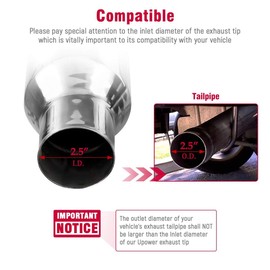 Upower Pack of 2 Blue Burnt Exhaust Tip 2.5" Inlet 3.5" Outlet 7.75 long 304 Stainless Steel 2.5" to 3.5" Exhaust Tail Pipe Tips Weld On Single Slant Cut