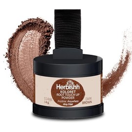 Polvos Koloret para retocar raíces: marrón oscuro para mujeres y hombres. Cubre las canas al instante. Corrector de la línea capilar para cabello fino y calvas. Resistente al agua y a las manchas. 4g