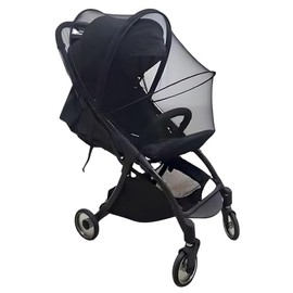 JZS Stroller Mosquito Net, Full-Cover Encrypted Netting with Double Zipper, Breathable & Foldable Design, Black