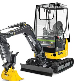 Terixe Mini Excavator Cover Heavy-Duty Waterproof Canvas with Transparent PVC Front Window, UV & Rain Protection, Ventilated Mini Excavator Accessories & Attachments for Bobcat E20/Kubota U17