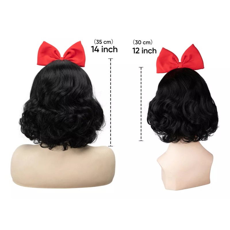generic Peluca De Mujer Negra Corta Rizada Blanca Nieve Cosplayresi