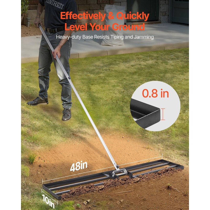 VEVOR Lawn Leveling Rake, Lawn Leveler with 83.9 in Handle,