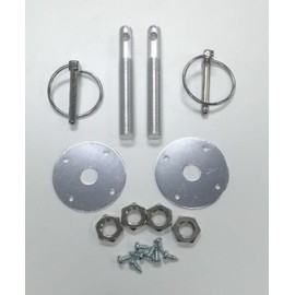 Muscle Car Silver Aluminum 3/16" Flip-Over Style Hood Pin Set 1/2" Studs