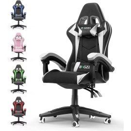 Unbranded High Back Computer Gaming Chair Leather Racing Ergonomic Recliner Swivel Seat - White