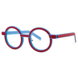 VOOGLAM Red/Blue Round Blue Light Blocking Glasses, Fashion Glasses Frame for Women Anti Eyestrain & UV
