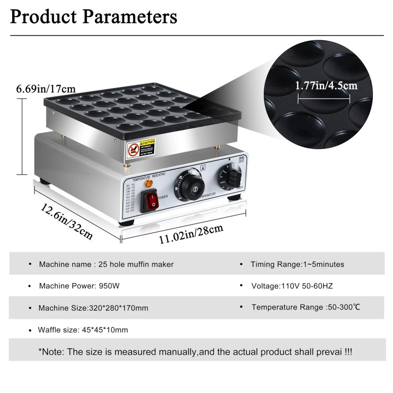SIJIDING Mini Pancake Maker 25pcs Dutch Pancake Maker 950W Mini