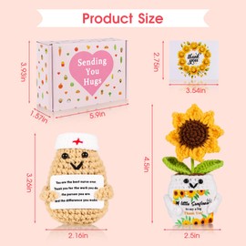 Munutix Nurse Gifts - Positive Sunflower Doll Crochet as a Thank You Gifts for Women, Funny Positive Potato Nurses Week Gift for Women