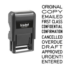 Trodat Printy 4822 - Multi Word Stamp - 12 Different Phrases - Black Ink - Impression Size 25 x 4mm
