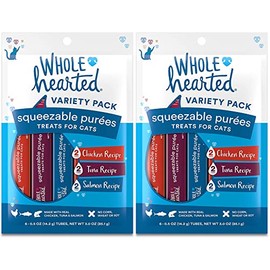 Wholehearted Squeezable Puree Cat Treat (Chicken, Tuna & Salmon, 8-0.5 oz Tubes)