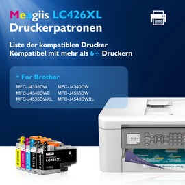 Meagiis LC426XL LC426 XL LC-426XLVAL Cartridges Compatible with Brother LC426 LC-426 LC-426XL Printer Cartridges for Brother MFC-J4340DW MFC-J4540DW MFC-J4335DW (2 Black, 1 Cyan, 1 Magenta, 1 Yellow)