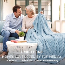 Bedsure Bedsure Blue Fleece Blanket for Couch - GentleSoft Cozy Soft Blankets for Women, Cute Small Throws for Girls, Light Blue, 50x70 Inches