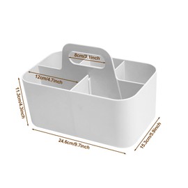 chiquieray Multipurpose Storage Caddy,Multipurpose Caddy Organizer,Stackable OrganizerCaddy,Plastic Desk OrganiserCaddy with Handle for Office,Bathroom, Crafts, or School Supplies(White)