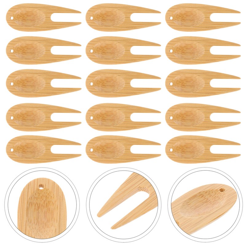 BESPORTBLE 15pcs Green Bamboo Fork Golf Pitch Repair Tool Golfs