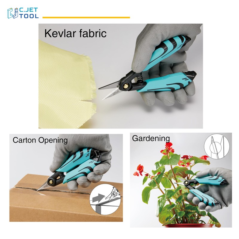 C.JET TOOL Precision Braided Fiber Optic Scissors, Wire Kevlar Cutter,