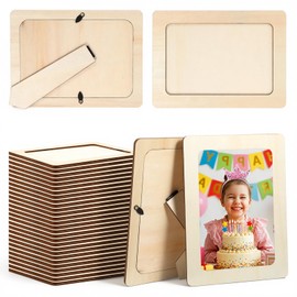 24 Pcs Wooden Picture Frames for Crafts DIY Wood Picture Frames Unfinished Solid Wood Photo Pictures Frame for 4 x 6 in Photos Standing Wooden Photo Frame for Crafts Painting Arts Projects
