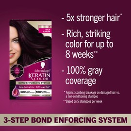 Schwarzkopf Keratin Permanent Hair Dye Cream, 1.9 Rich Caviar, Professional Quality Color for Up to 100% Gray Coverage, Bond Enforcing System