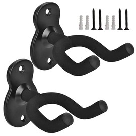 Guitar Wall Mount Hanger 2 Pack Guitar Hanger Wall Hook Holder Black Guitar Hook Holder Stand Guitar Accessories for for Electric Acoustic Guitar Ukulele Guitar