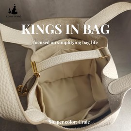 KINGS IN BAG Picotin 18 Bag Insert, Purse Organizer Insert Compatible with Hermes Picotin Bag, Lightweight and Soft Touch Bag-in-bag with Silky Satin (Craie, Picotin18)