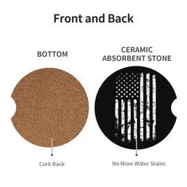 Neukim 2pcs Car Cup Holder Coaster Car Coaster Vintage Black American Flag Absorbent Car Coaster Absorbent Drink Coaster for Car Decor Auto Accessories