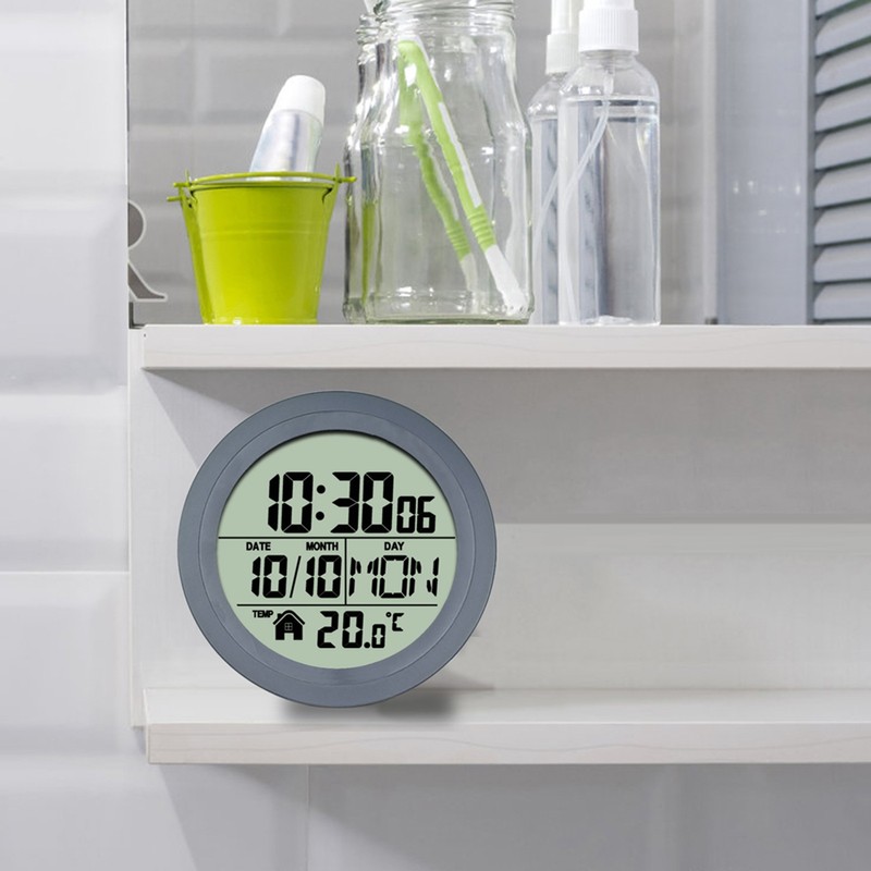 No Punching Suction Cup Clock Home Clock Waterproof Bathroom Washroom