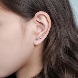 TitanHeart Hypoallergenic Titanium Screw Back Flat Back Ball Stud Earrings 3mm-5mm Simple Classic Stud Earrings for Women Men Sensitive Ears(Silver,5mm)