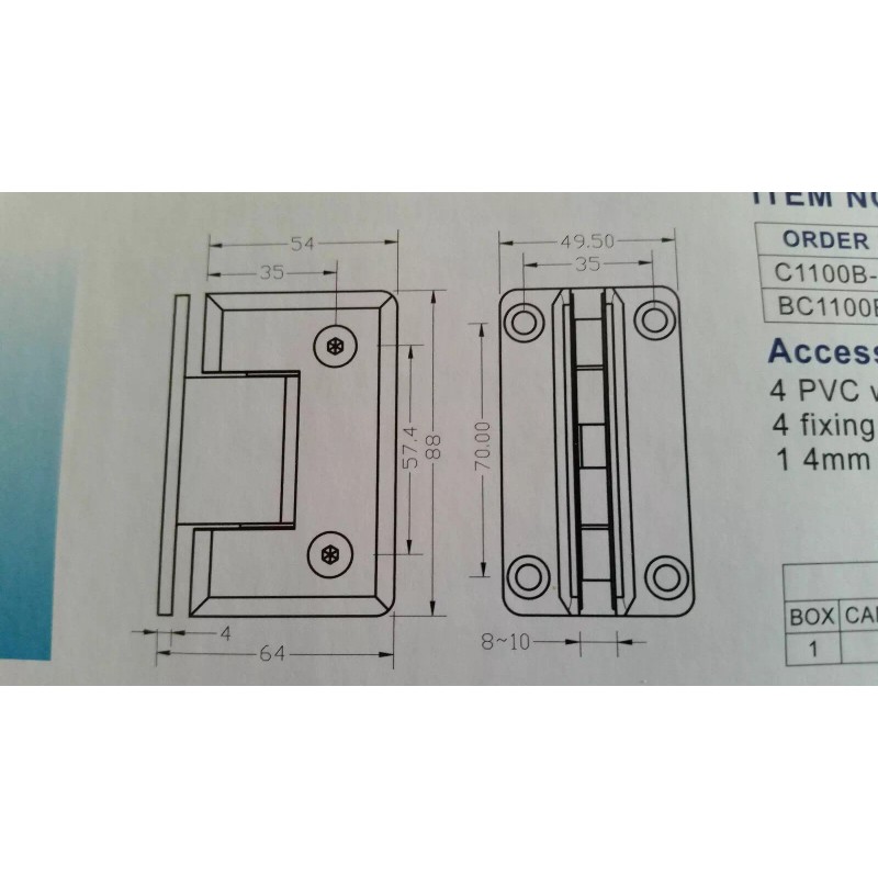 Armstrong Lock Solid Brass 90 deg glass to wall glass