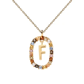 PDPAOLA - Necklace Letter F - 925 Sterling Silver 18k Gold Plating - Women's Jewellery, Sterling Silver, Tiegerauge