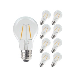 Lxcom Lighting A19 Edison Led Bulb,2W LED Filament Light Bulbs 20W Incandescent Equivalent Warm White 2700K, Non-Dimmable, Classic Clear Glass for Home Wall Sconce Chandelier, 8 Pack