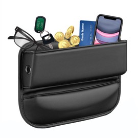 Car Seat Gap Filler Organizer PU Leather Auto Console Side Storage Box Car Seat Pocket for Interior Accessories for Phone, Key, Card, Sunglasses,Lipstick