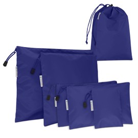 Navaris Suitcase Packing Bag Set 7 Pieces – 7 x Shoe Bags Laundry Bag Travel Packing Bags – Backpack Organiser Bag – Storage Bag Travel Bag Black, darkblue